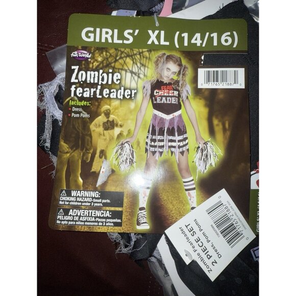 New Fun World Zombie Fearleader Costume, X-Large 14-16, Multicolor NWT - Picture 5 of 6